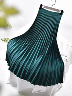 Adōre | Women's Pleated Maxi Skirt – A-Line & High Waist green