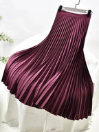 Adōre | Women's Pleated Maxi Skirt – A-Line & High Waist red