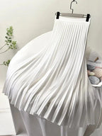 Adōre | Women's Pleated Maxi Skirt – A-Line & High Waist white