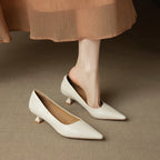 Aeris | Women’s Genuine Leather Heels – Chic Artisan Pointed-Toe & Refined Stiletto Comfort White