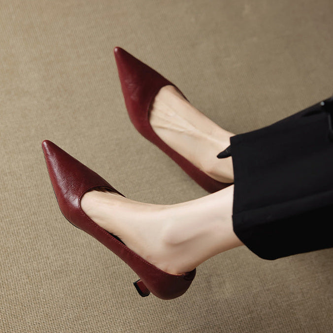 Aeris | Women’s Genuine Leather Heels – Chic Artisan Pointed-Toe & Refined Stiletto Comfort