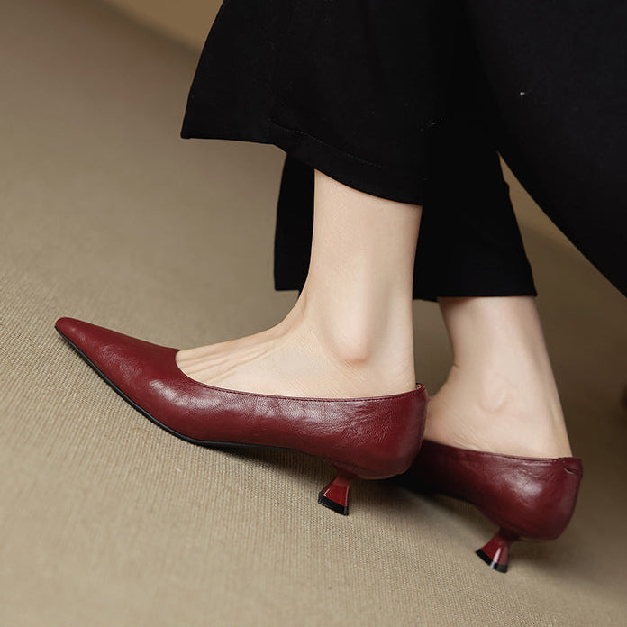 Aeris | Women’s Genuine Leather Heels – Chic Artisan Pointed-Toe & Refined Stiletto Comfort