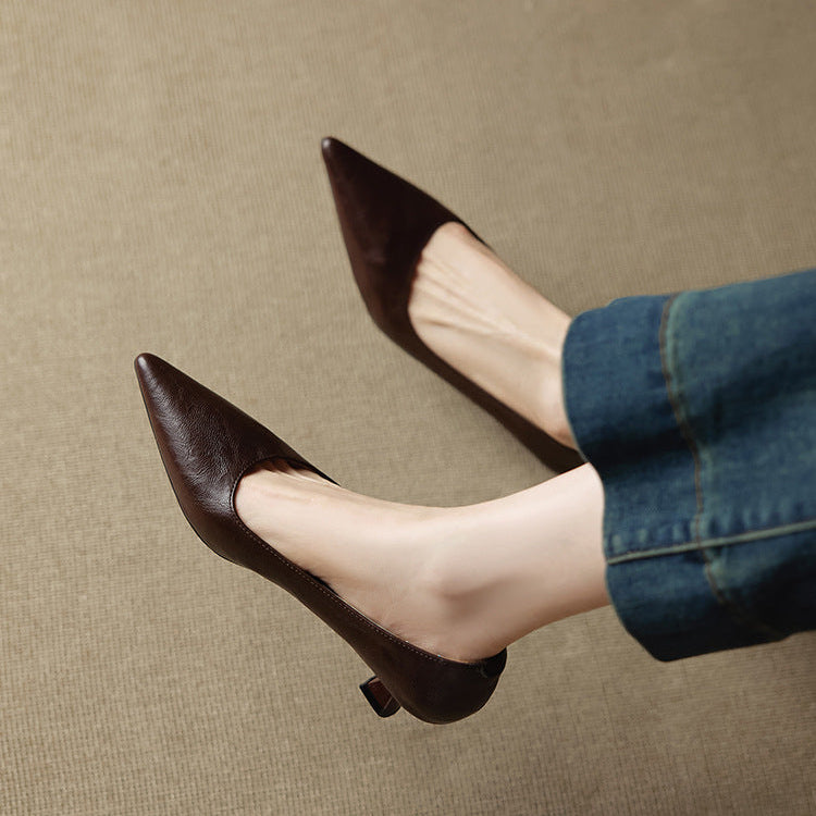 Aeris | Women’s Genuine Leather Heels – Chic Artisan Pointed-Toe & Refined Stiletto Comfort
