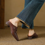 Agnit | Women’s Genuine Leather Mules – Chic Artisan Pointed-Toe & Refined Backless Elegance