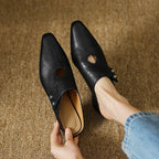 Agnit | Women’s Genuine Leather Mules – Chic Artisan Pointed-Toe & Refined Backless Elegance