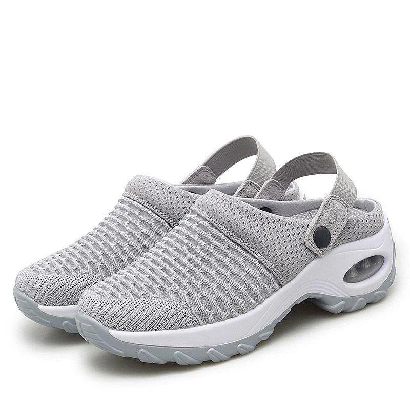 Air-cushioned shoes with strong cushioning for diabetics grey
