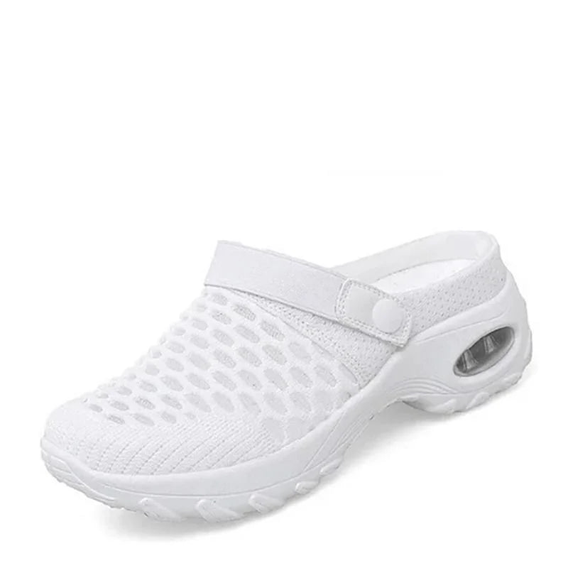 Air-cushioned shoes with strong cushioning for diabetics white
