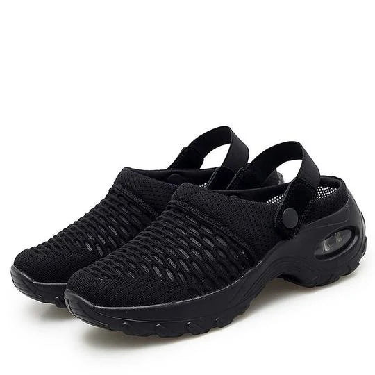 Air-cushioned shoes with strong cushioning for diabetics black