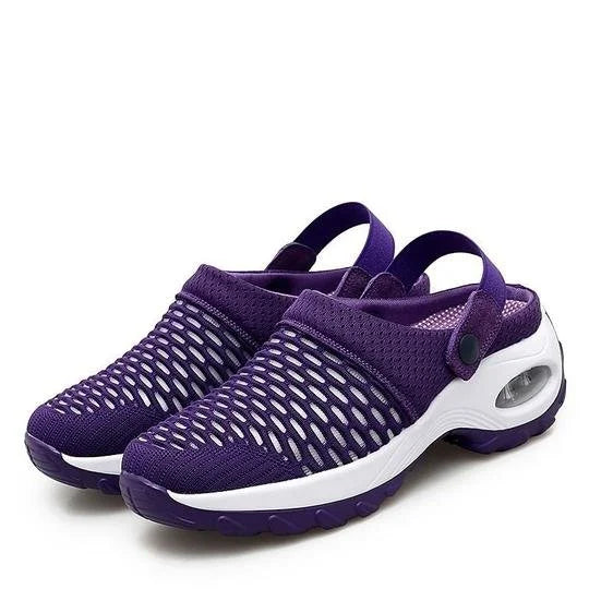 Air-cushioned shoes with strong cushioning for diabetics purple