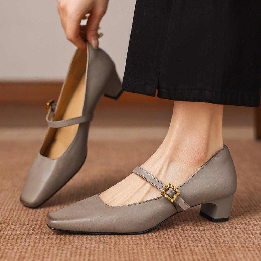 Voda | Women’s Genuine Leather Heels – Chic Pointed-Toe Pumps & Refined Artisan Comfort Gray