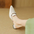 Alaya | Women’s Genuine Leather Mules – Chic Artisan Pointed-Toe & Refined Backless Elegance