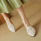 Alaya | Women’s Genuine Leather Mules – Chic Artisan Pointed-Toe & Refined Backless Elegance