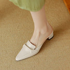 Alaya | Women’s Genuine Leather Mules – Chic Artisan Pointed-Toe & Refined Backless Elegance