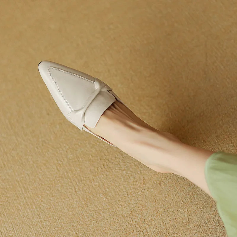 Alaya | Women’s Genuine Leather Mules – Chic Artisan Pointed-Toe & Refined Backless Elegance