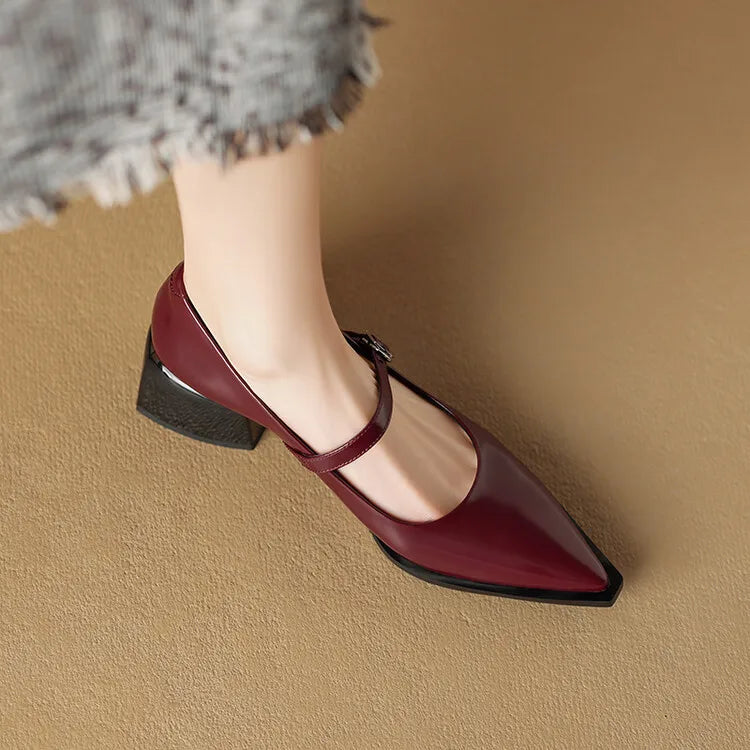 Allure | Women’s Genuine Leather Heels – Chic Artisan Pointed-Toe & Refined Stiletto Comfort Maroon