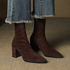 Alora | Genuine Suede Boots – Luxury Designer Ankle Booties & Slimming Tailored Chelsea Footwear