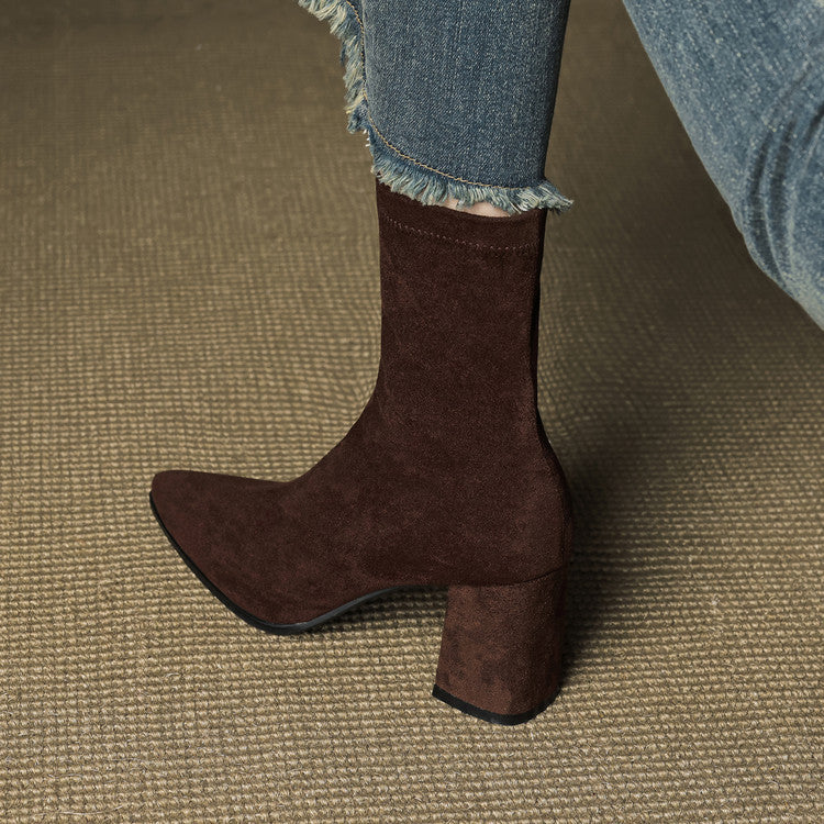 Alora | Genuine Suede Boots – Luxury Designer Ankle Booties & Slimming Tailored Chelsea Footwear
