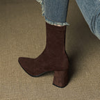 Alora | Genuine Suede Boots – Luxury Designer Ankle Booties & Slimming Tailored Chelsea Footwear