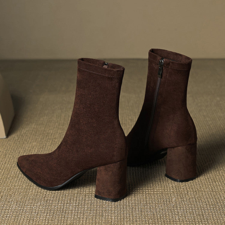 Alora | Genuine Suede Boots – Luxury Designer Ankle Booties & Slimming Tailored Chelsea Footwear