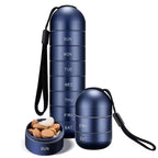 Aluminum Pill Organizer For 7 Days Travel Pill Box With Pill Container Blue