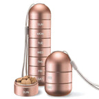 Aluminum Pill Organizer For 7 Days Travel Pill Box With Pill Container Rose Gold