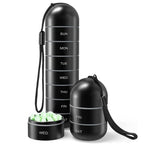 Aluminum Pill Organizer For 7 Days Travel Pill Box With Pill Container Black