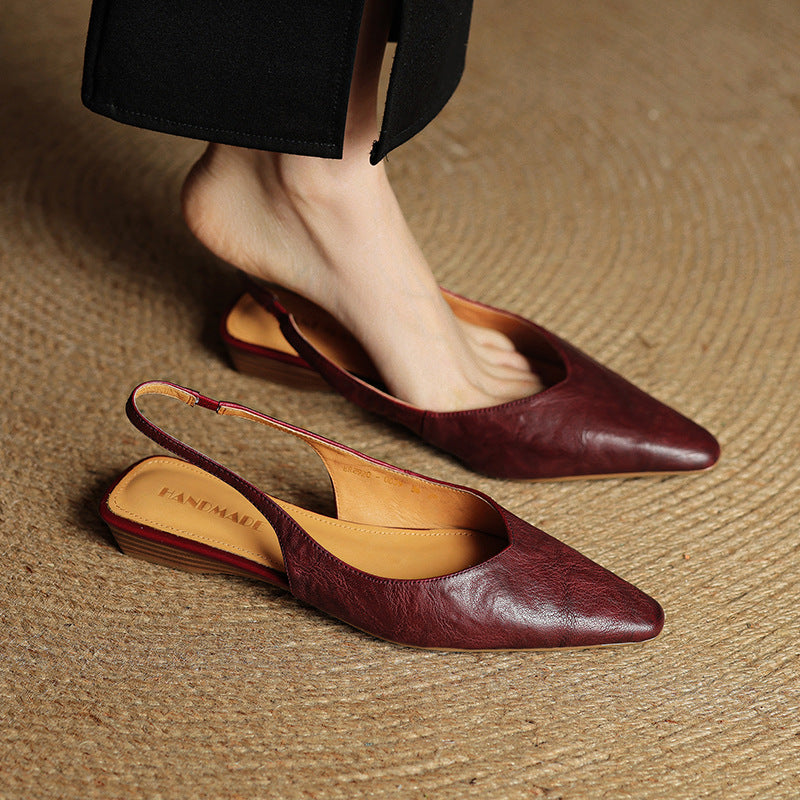 Amelie | Women’s Genuine Leather Slingbacks – Chic Artisan Pointed-Toe & Refined All-Day Elegance Maroon