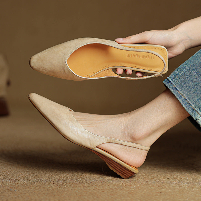 Amelie | Women’s Genuine Leather Slingbacks – Chic Artisan Pointed-Toe & Refined All-Day Elegance Beige