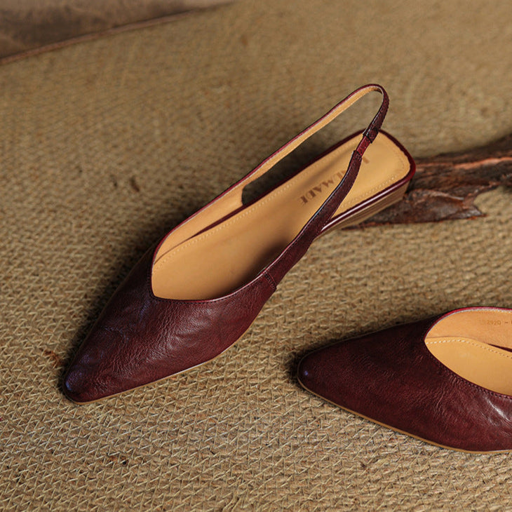 Amelie | Women’s Genuine Leather Slingbacks – Chic Artisan Pointed-Toe & Refined All-Day Elegance