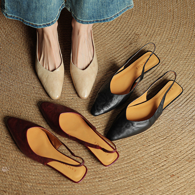 Amelie | Women’s Genuine Leather Slingbacks – Chic Artisan Pointed-Toe & Refined All-Day Elegance