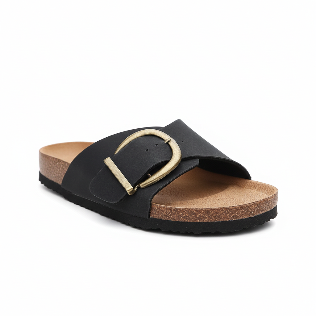 Women's Cork Sandals with Buckle Strap