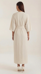 Women's Maxi Dress Belted Waist A-Line Long Dress