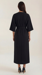 Women's Maxi Dress Belted Waist A-Line Long Dress