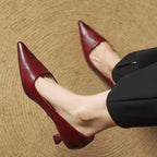 Arac | Women’s Genuine Leather Heels – Chic Artisan Pointed-Toe & Refined Stiletto Comfort Maroon