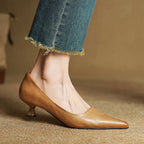 Anok | Women’s Genuine Leather Heels – Chic Artisan Pointed-Toe & Refined Stiletto Comfort Apricot