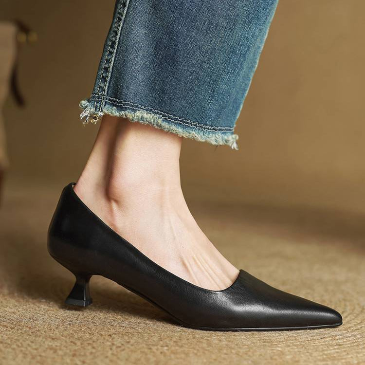 Arac | Women’s Genuine Leather Heels – Chic Artisan Pointed-Toe & Refined Stiletto Comfort Black