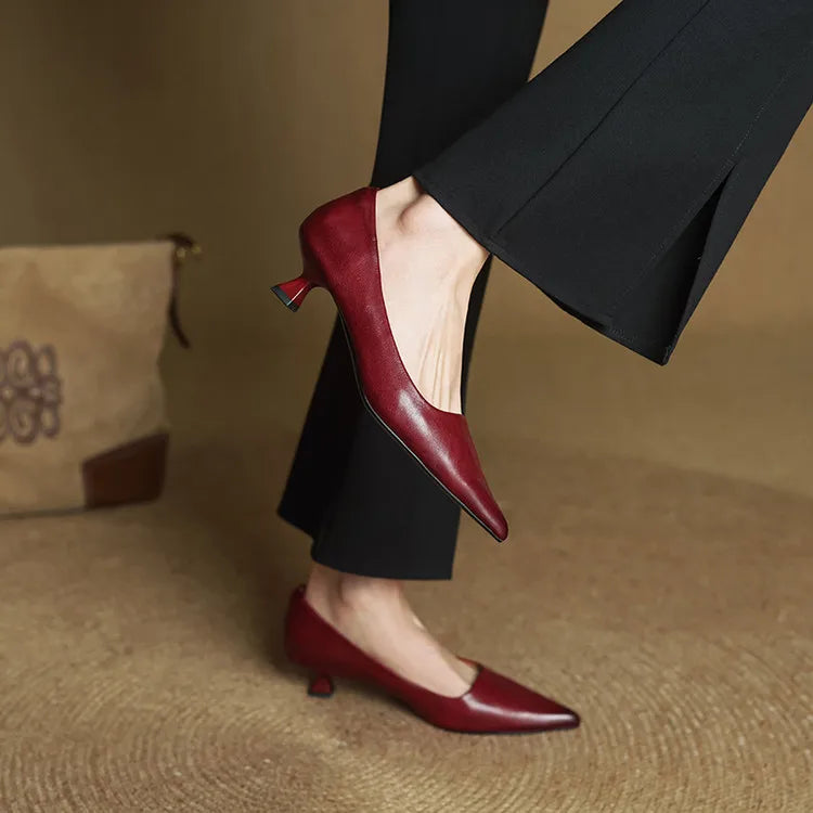 Anok | Women’s Genuine Leather Heels – Chic Artisan Pointed-Toe & Refined Stiletto Comfort