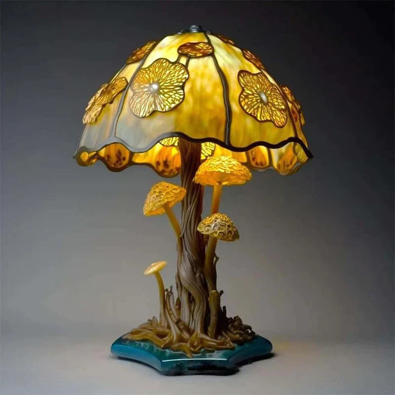 AuraGlass – Magical Colored Glass Lamp for Relaxing Atmosphere Golden Mushroom