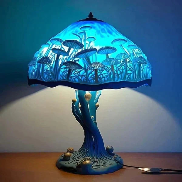 AuraGlass – Magical Colored Glass Lamp for Relaxing Atmosphere Blue mushroom