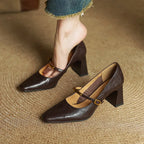 Auria | Women’s Genuine Leather Heels – Chic Artisan Stiletto & Refined Slimming Silhouette Brown