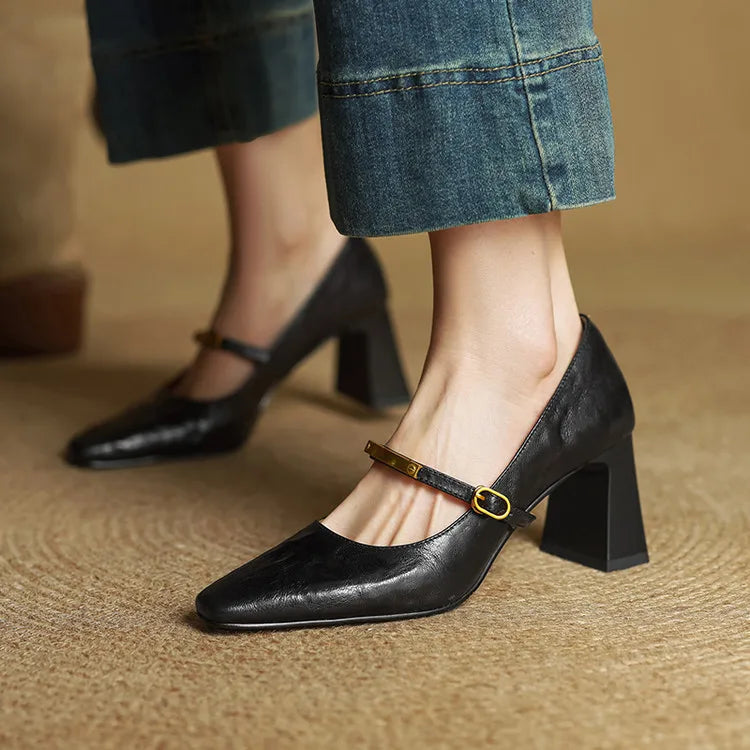 Auria | Women’s Genuine Leather Heels – Chic Artisan Stiletto & Refined Slimming Silhouette Black