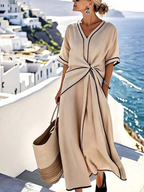 Aurora | Relaxed Dress – Luxury Designer Loungewear & Tailored Minimalist Silhouette Gown Beige