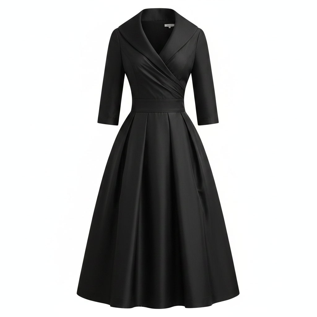 Luna | Women’s Vintage Midi Dress – Nostalgic Architectural Silhouette & Refined Retro Grace