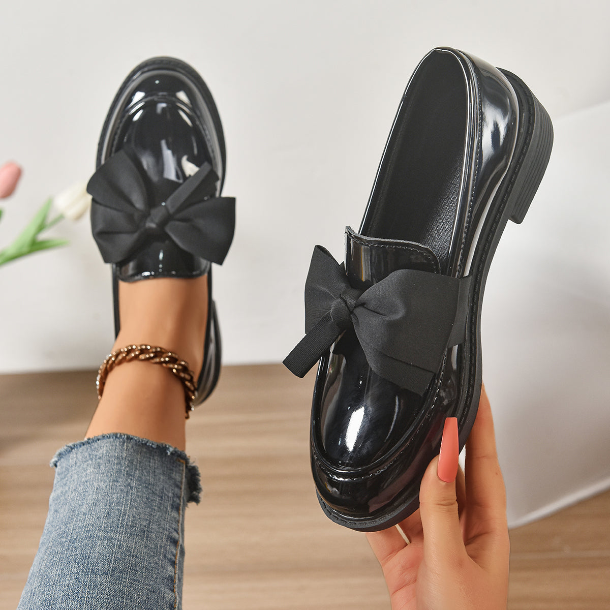 Ayora | Women’s Shoes – Chic Artisan Loafer & Refined Slimming Silhouette Glossy Black