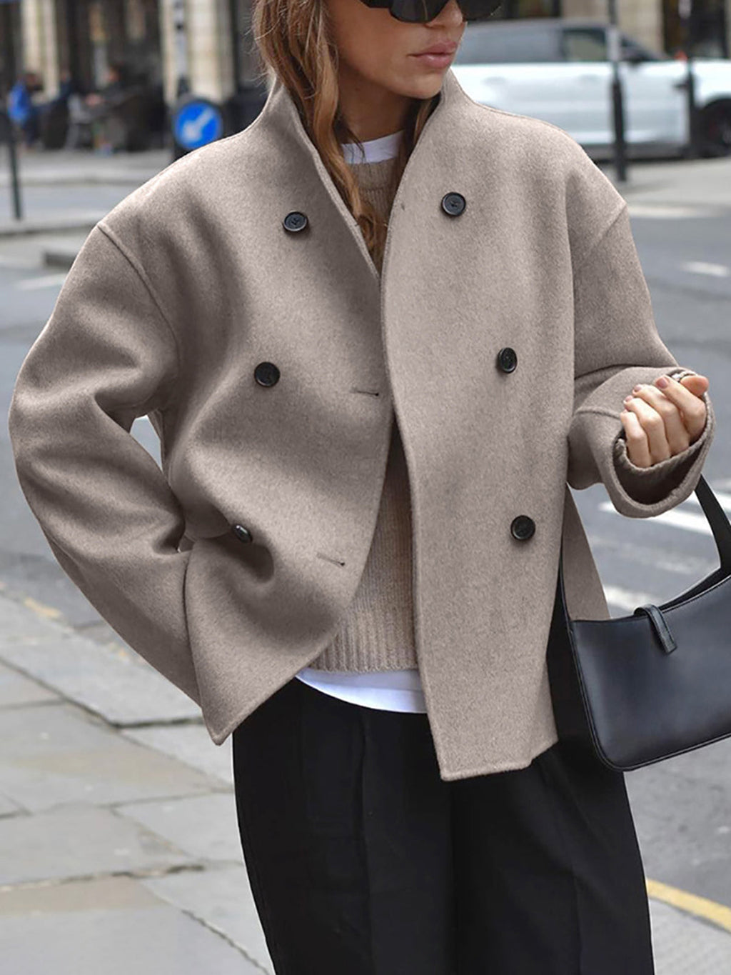 Luna | Women's Double Breasted Pea Coat Taupe