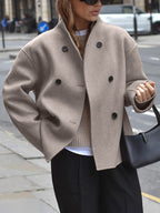 Luna | Women's Double Breasted Pea Coat Taupe