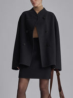 Luna | Women's Double Breasted Pea Coat Black