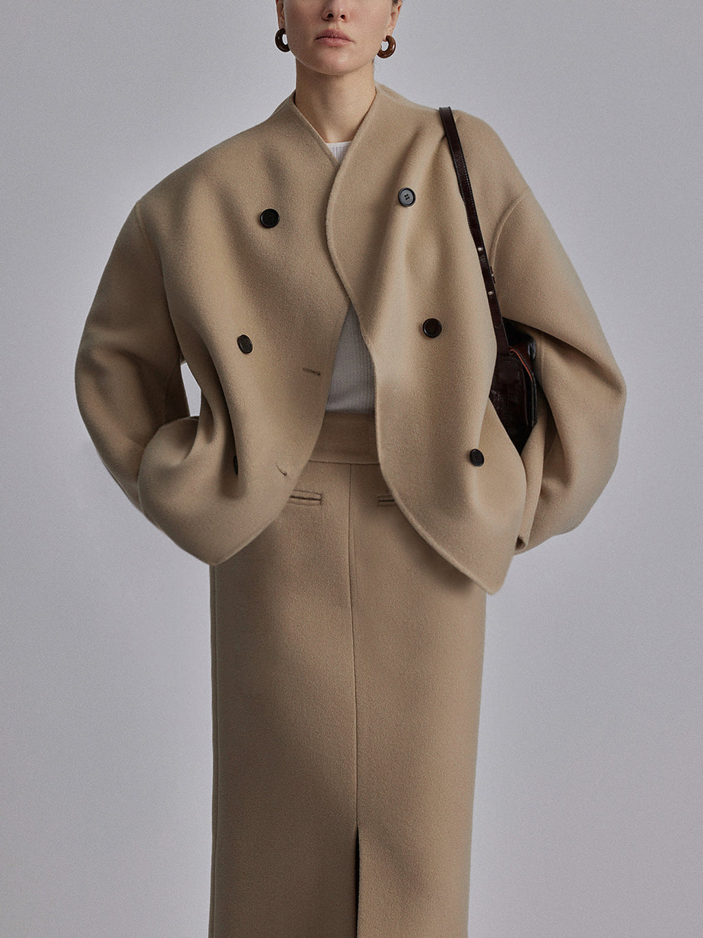 Luna | Women's Double Breasted Pea Coat Khaki