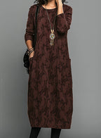 Mechi | Women’s Long-Sleeve Dress – Slimming Rib-Knit Design & Chic Everyday Silhouette Brown