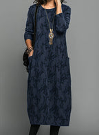 Mechi | Women’s Long-Sleeve Dress – Slimming Rib-Knit Design & Chic Everyday Silhouette Blue
